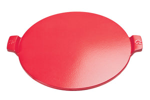 Open image in slideshow, 14.5&quot; Red, Round Glazed Cordierite Pizza Stone with Handles
